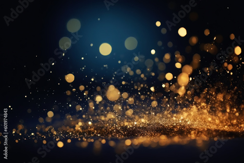 Golden sparks and bright light shines in defocused abstract background Ai generative.