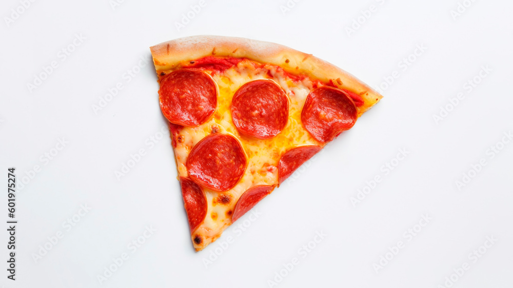 Delicious Slice of Pepperoni Pizza on White Background - Perfect for Food Blogs and Restaurant Menus. Delicious Slice of Pepperoni Pizza on White Background - Perfect for Food Blogs and Restaurant Menus.