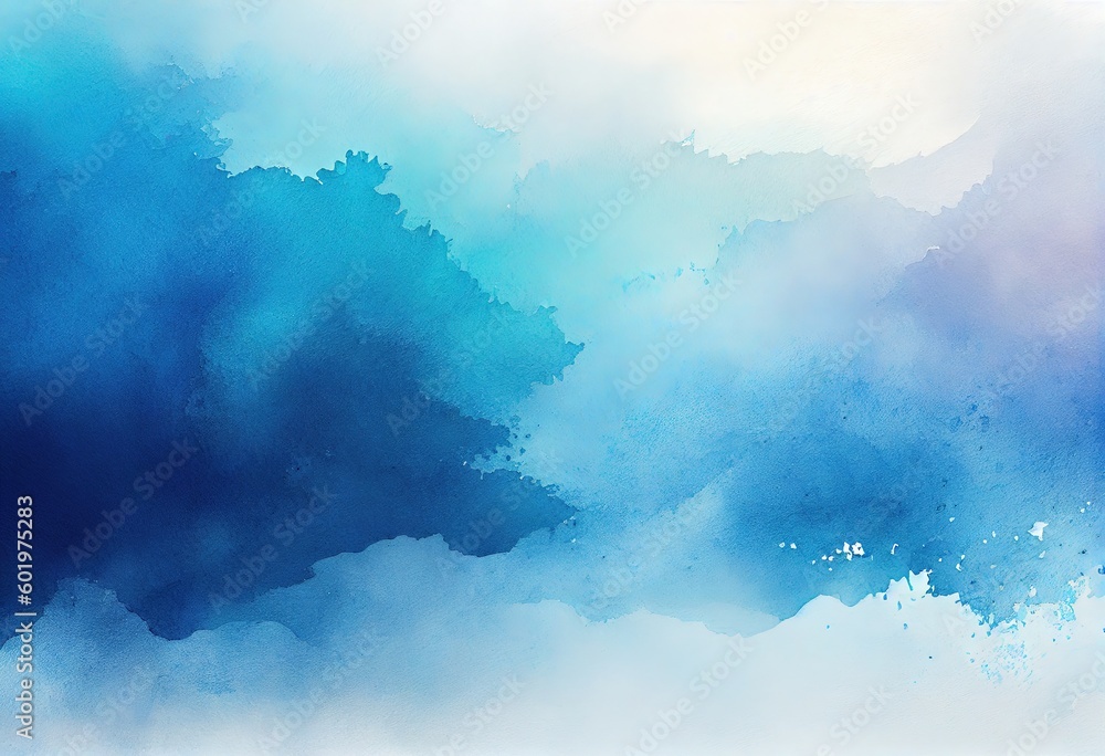 Cadetblue Watercolor Background with Abstract Gradient Design, generative AI