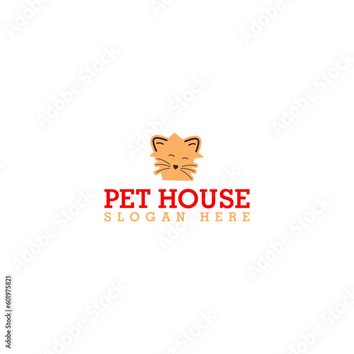 Pets House Logo Template Design isolated on white background © sljubisa