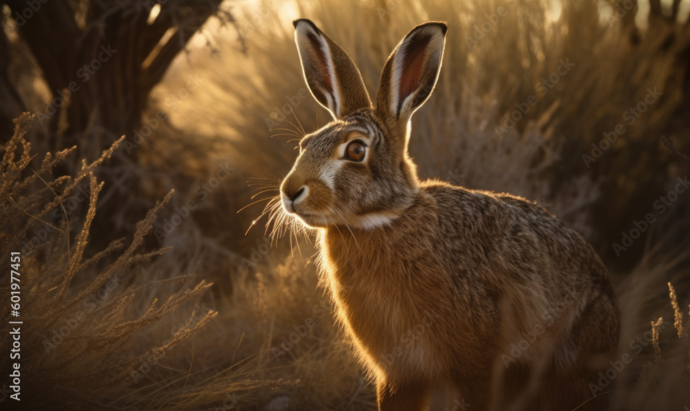 photo of jackrabbit in its natural habitat. Generative AI photo of jackrabbit in its natural habitat. Generative AI