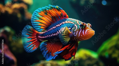 Colorful Mandarin fish. Generative AI