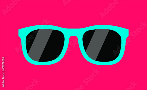 Blue Funny Glasses Pink Background Isolated Vector Illustration