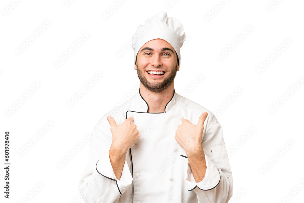 Young handsome chef man over isolated background with surprise facial expression Young handsome chef man over isolated background with surprise facial expression