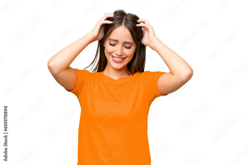 Young pretty caucasian woman over isolated background laughing Young pretty caucasian woman over isolated background laughing