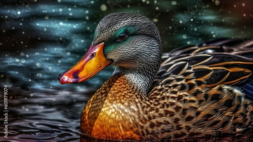 realistic swimming duck Generative AI