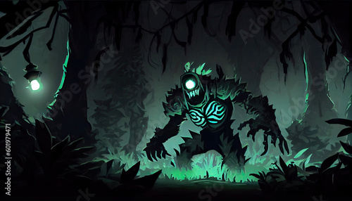 elemental spirit shamanism dark fantasy forest - by generative ai