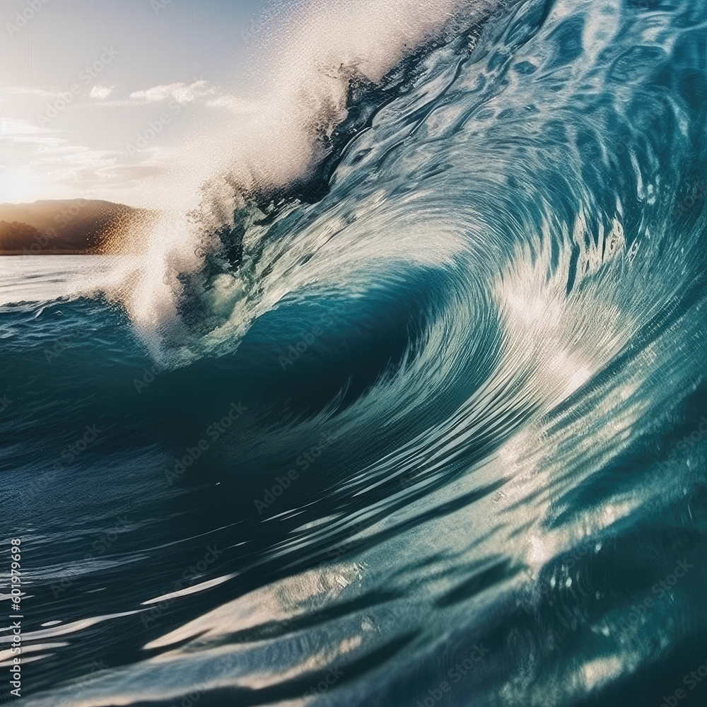 Obraz premium huge surf waves of the sea - by generative ai