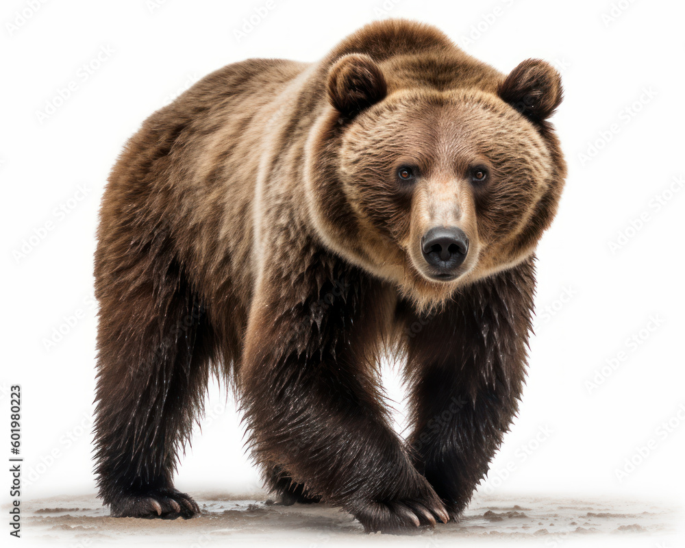 Fototapeta premium photo of Kodiak bear isolated on white background. Generative AI