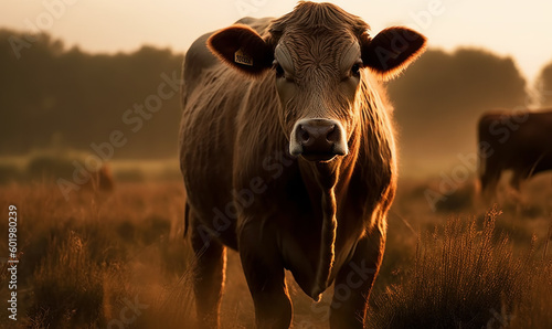 photo of Jersey breed of cattle in its natural habitat. Generative AI