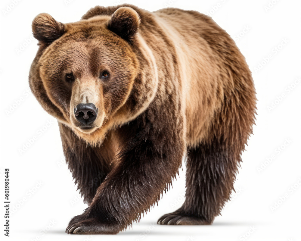 Obraz premium photo of Kodiak bear isolated on white background. Generative AI
