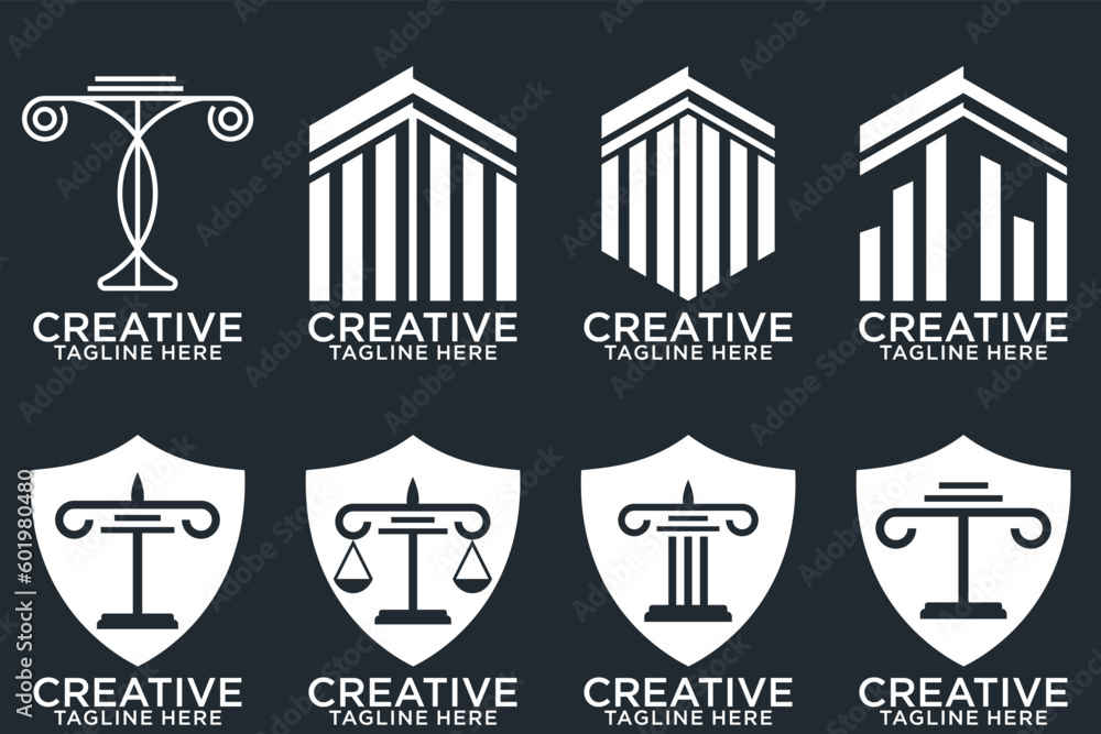 set of attorney law icon justice, lawyer, legal, firm, judge logo design vector
