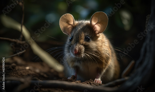 close up photo of kangaroo mouse on blurry natural background. Generative AI