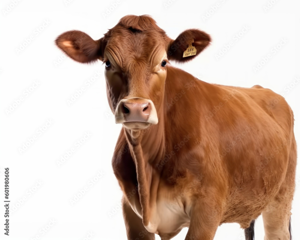 photo of Jersey breed of cattle  isolated on white background. Generative AI