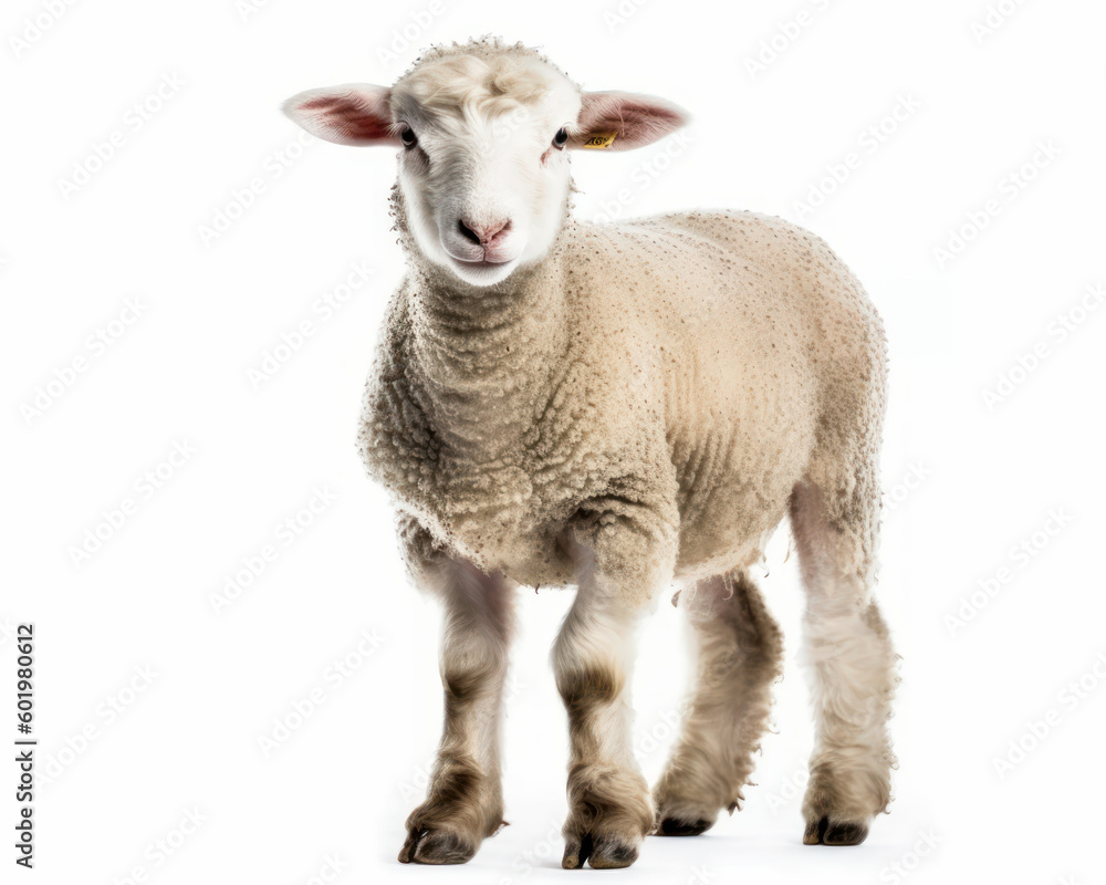 Naklejka premium photo of lamb isolated on white background. Generative AI
