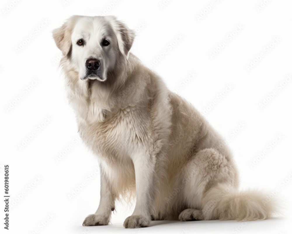 photo of kuvasz dog isolated on white background. Generative AI photo of kuvasz dog isolated on white background. Generative AI
