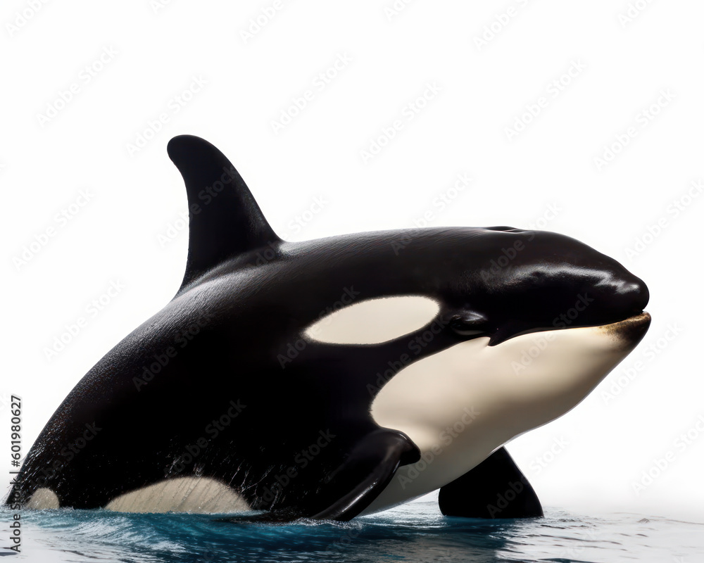 Obraz premium photo of killer whale isolated on white background. Generative AI