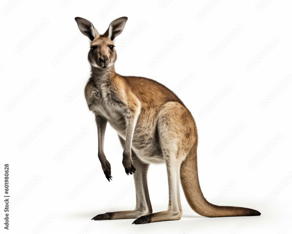 photo of kangaroo isolated on white background. Generative AI photo of kangaroo isolated on white background. Generative AI