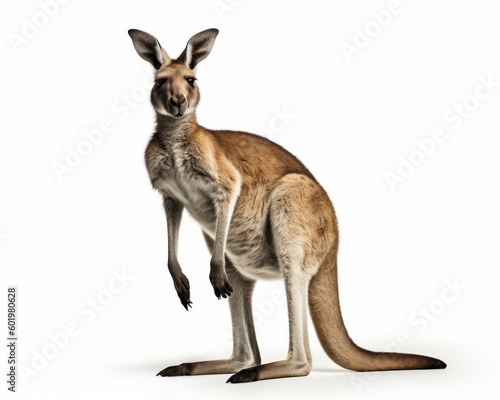 photo of kangaroo isolated on white background. Generative AI © Bartek