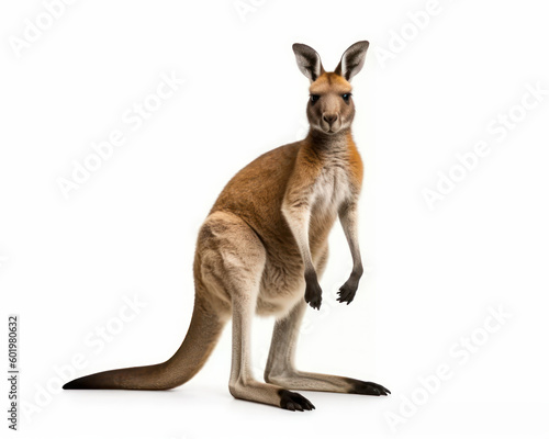 photo of kangaroo isolated on white background. Generative AI photo