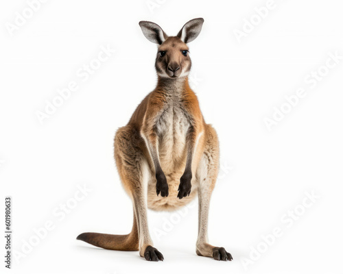 photo of kangaroo isolated on white background. Generative AI