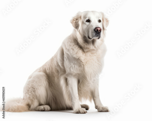 photo of kuvasz dog isolated on white background. Generative AI