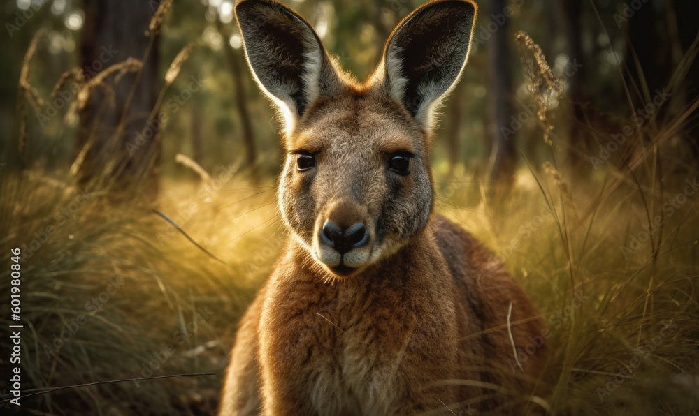 close up photo of kangaroo on blurry background of its natural Australian habitat. Generative AI close up photo of kangaroo on blurry background of its natural Australian habitat. Generative AI