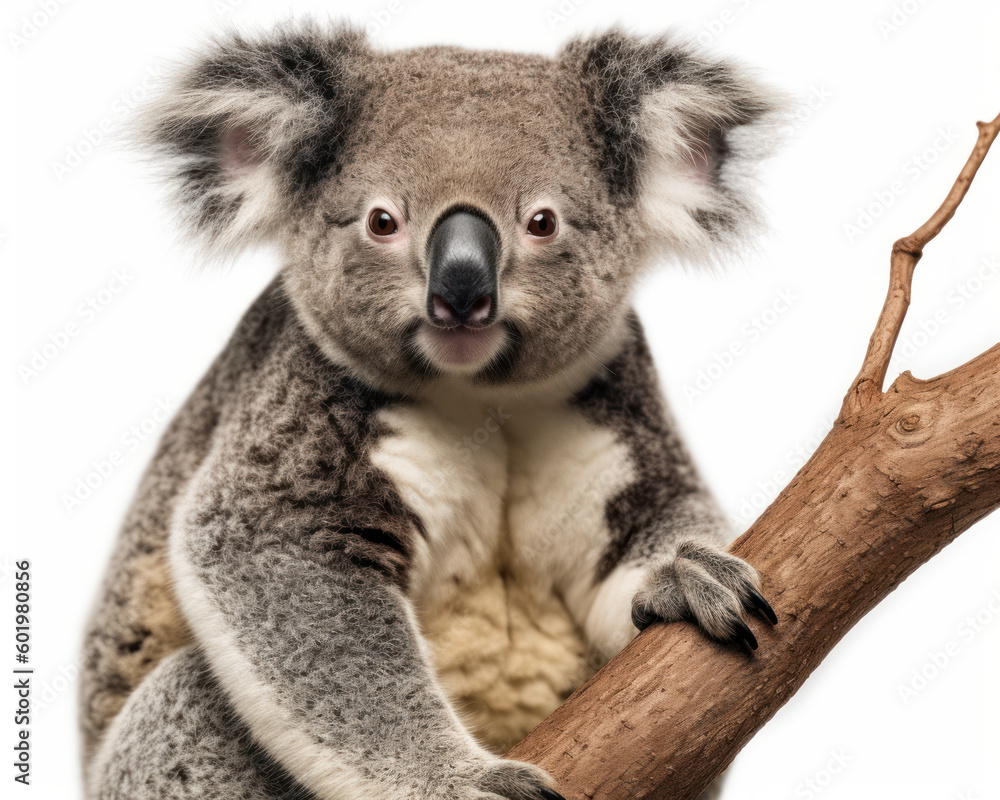 Fototapeta premium photo of koala isolated on white background. Generative AI