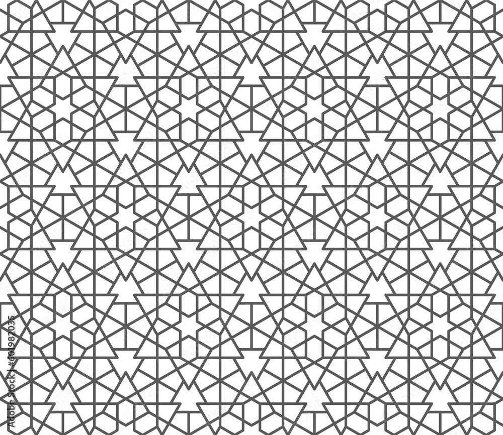 Fototapeta premium Seamless geometric pattern. Girih seamless pattern. Vector decorative ornamental pattern. Morocco Traditional Islamic Design. Mosque decoration element. Abstract background.