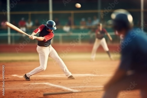 man bat ball athlete baseball player team activity field game sport. Generative AI.