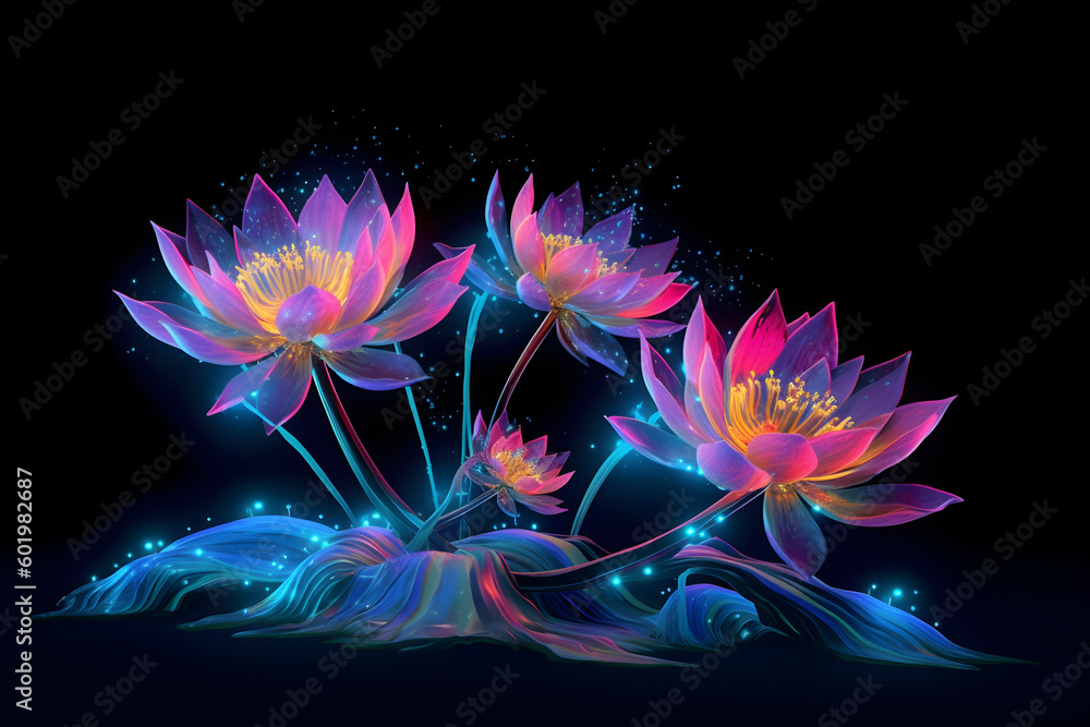 Obraz premium glowing lotus flowers 