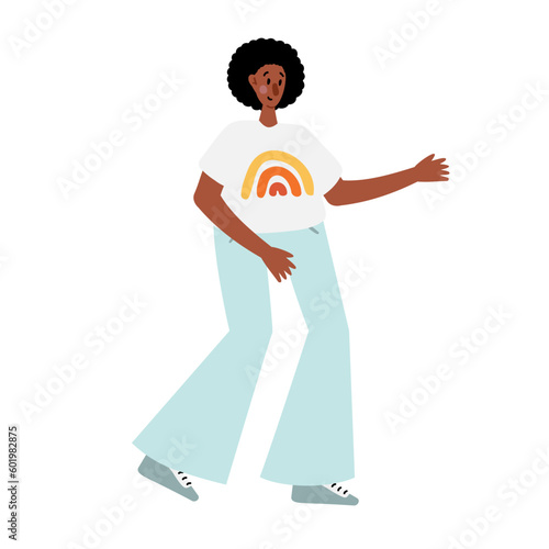 Groovy hippie clipart, People characters set, Young women and men in retro style clothing of 60s and 70s illustration, Multi-ethnic hitchhikers with guitar and luggage on a road trip vector clip art.