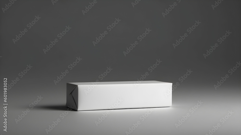 oblong white clean box - mockup on a simple light gray background, blank template of a simple elongated box, generative ai oblong white clean box - mockup on a simple light gray background, blank template of a simple elongated box, generative ai