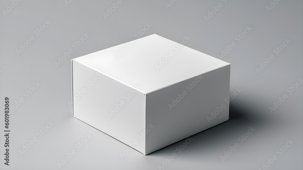 mockup - a white square box with a lid on a light uniform simple background, a box template with clean white sides on the surface, generative ai mockup - a white square box with a lid on a light uniform simple background, a box template with clean white sides on the surface, generative ai