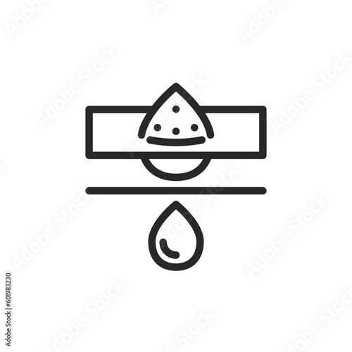 Water Purification and Penetration Icon. Vector Icon of a Water Drop Passing Through a Layer, Representing the Filtration Process. Vector Outline Editable Sign.