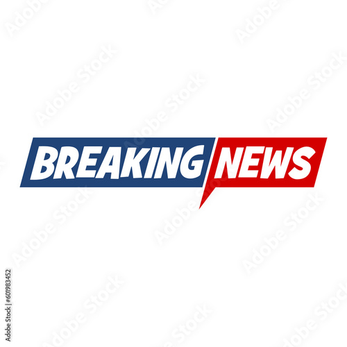 Breaking news banner isolated on transparent background