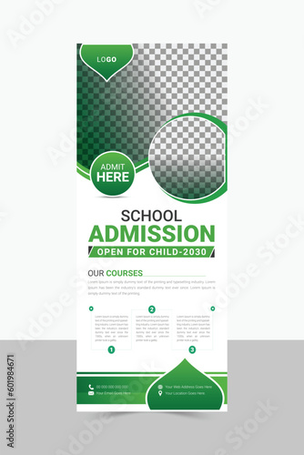 School Admission Rollup Banner Design Template.