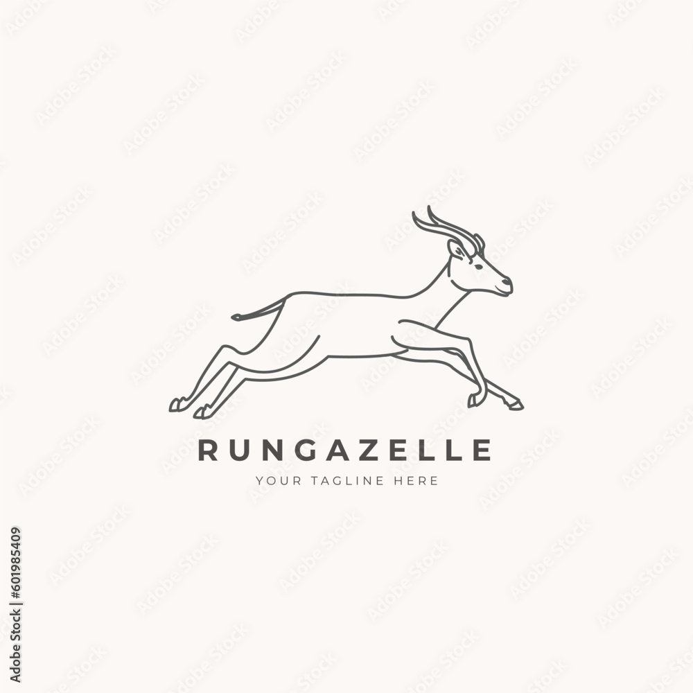 monoline animal logo gazelle minimalist