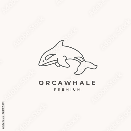 monoline animal logo orca whale minimalist