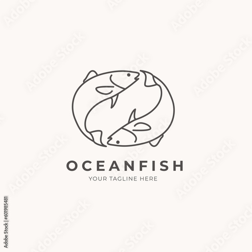monoline animal logo ocean fish minimalist