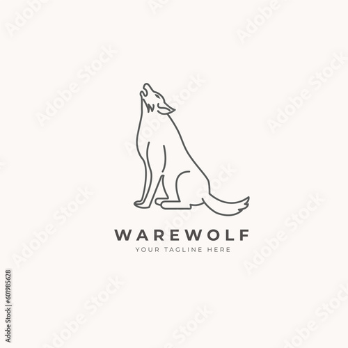 monoline animal logo night wolf minimalist