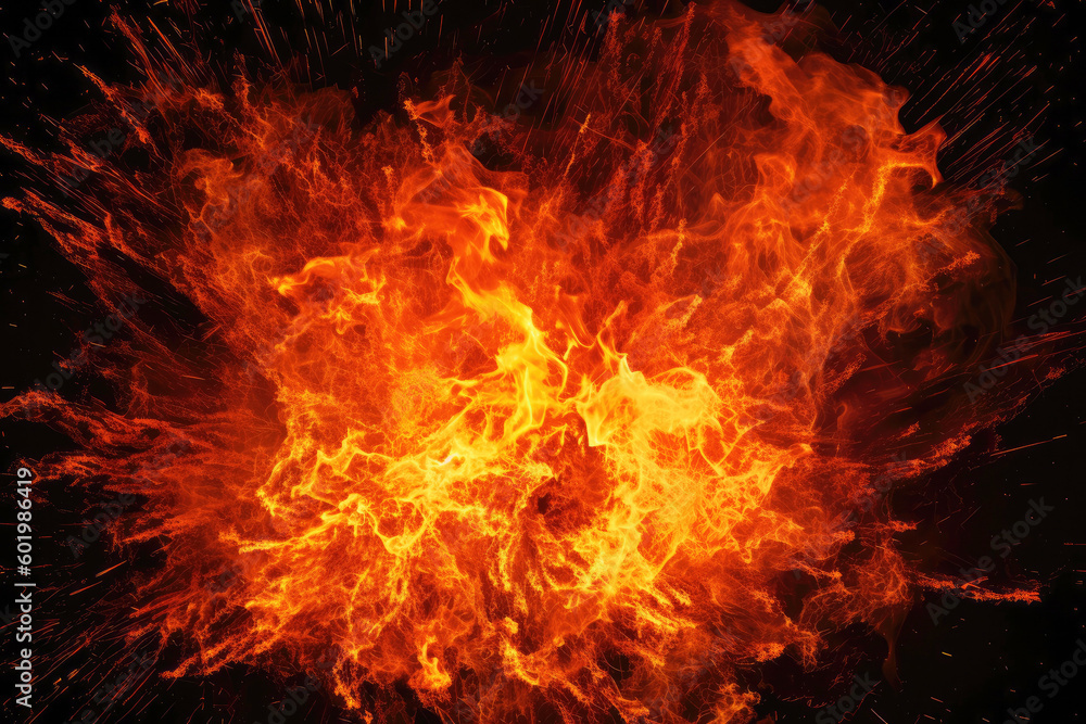 Big fire explosion created with Generative AI technology. Big fire explosion created with Generative AI technology.