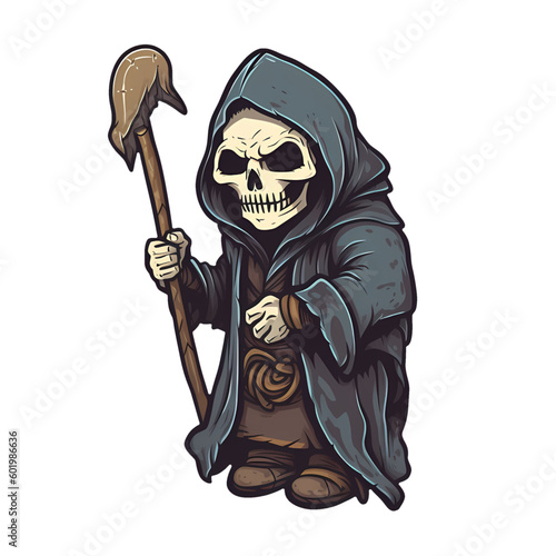 The Mischievous Grim: A Cartoon Illustration
