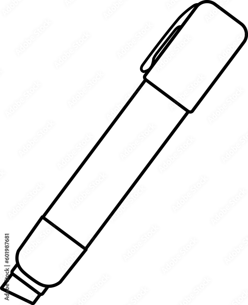 vector linear marker icon, school and office supplies, back to school, doodle and sketch vector linear marker icon, school and office supplies, back to school, doodle and sketch