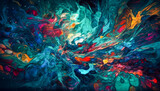 Abstract wallpaper liquid fluid wive and lines in mixed colorful vibrant colors smooth energetic and trendy creative background. Generative AI