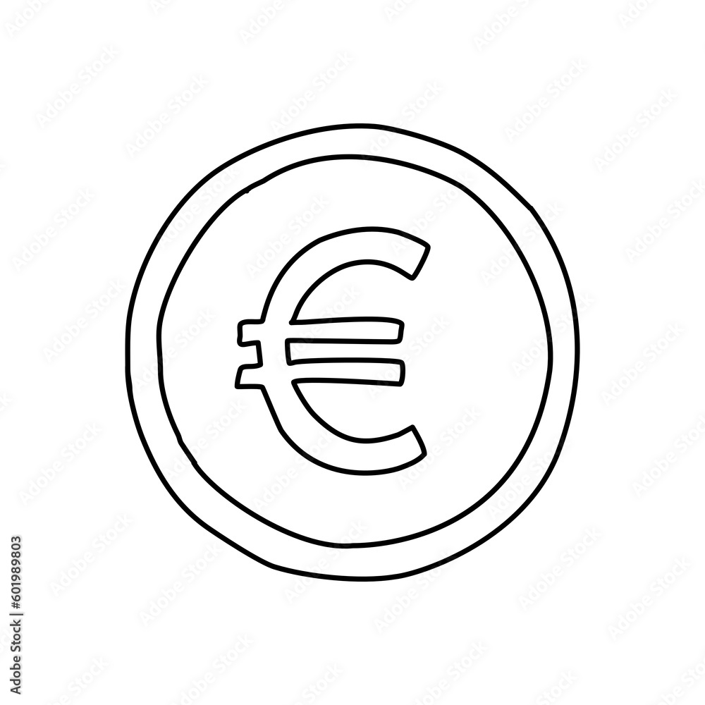 euro hand draw icon on transparent background. euro hand draw icon on transparent background.