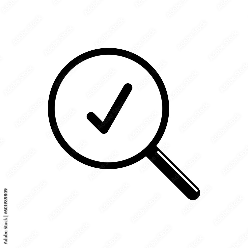 Magnifying glass with check mark icon isolate on transparent background. Magnifying glass with check mark icon isolate on transparent background.