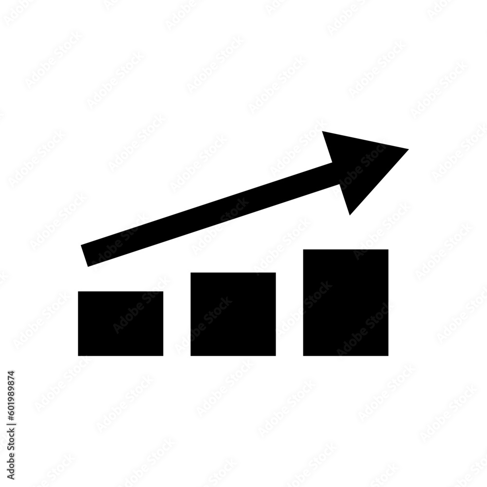 Uptrend bar graph silhouette icon. Increase. Vector. Uptrend bar graph silhouette icon. Increase. Vector.