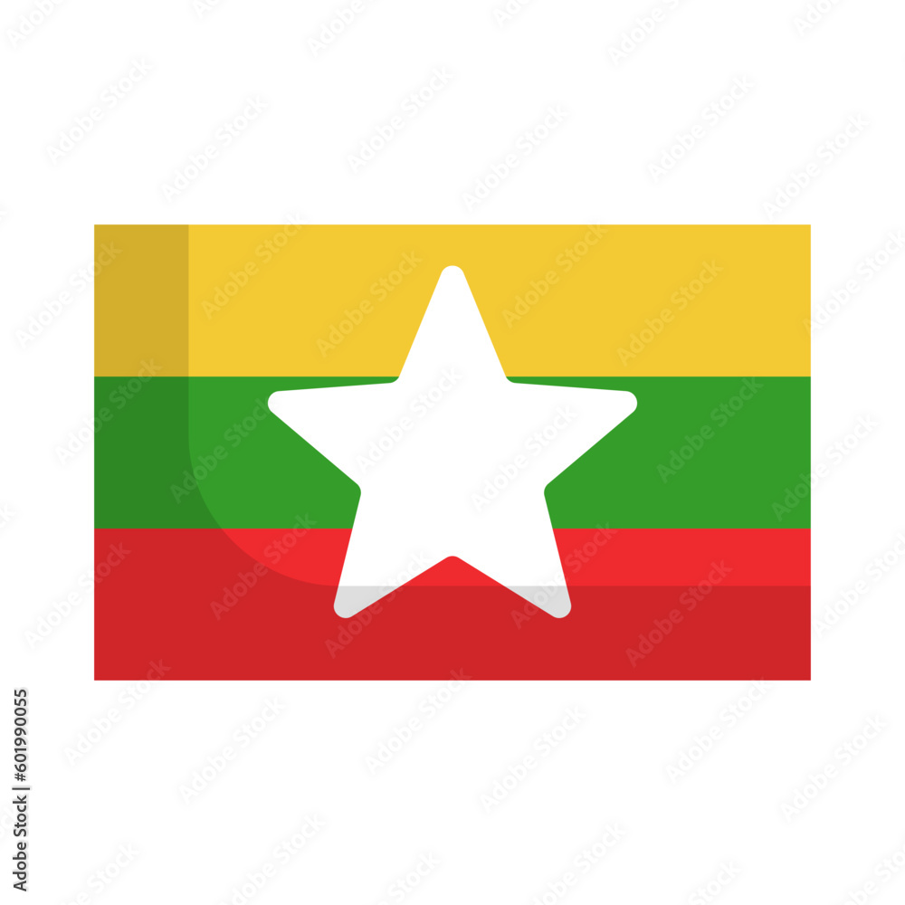 Flat design modern Myanmar flag icon. Vector. Flat design modern Myanmar flag icon. Vector.