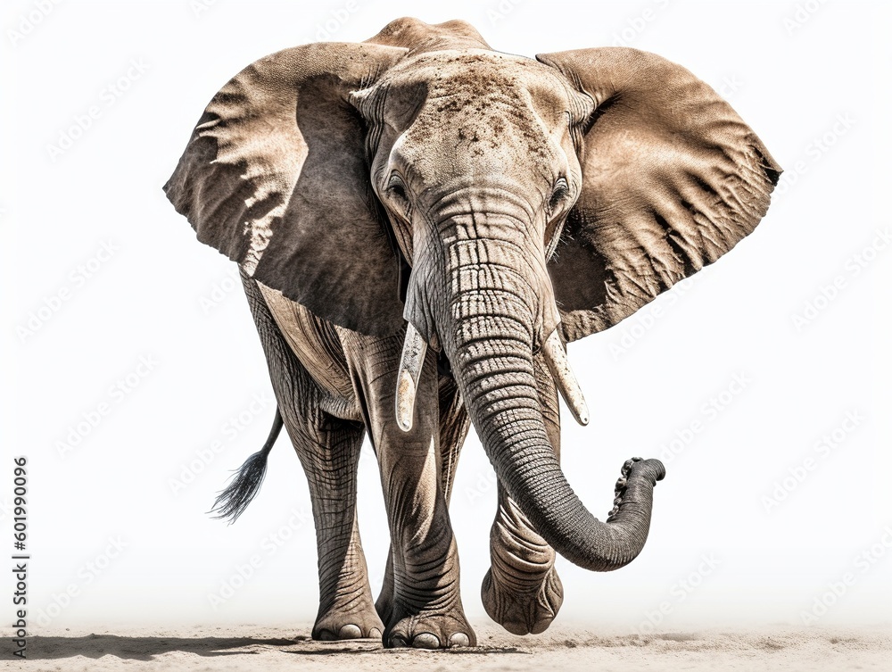 Fototapeta premium elephant on isolated white background generative ai